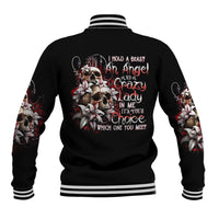 Blood Skull Baseball Jacket I Hold A Angel And Crazy Lady It Your Choice - Wonder Print Shop
