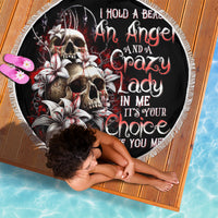 Blood Skull Beach Blanket I Hold A Angel And Crazy Lady It Your Choice - Wonder Print Shop
