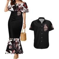 Blood Skull Couples Matching Mermaid Dress and Hawaiian Shirt I Hold A Angel And Crazy Lady It Your Choice - Wonder Print Shop