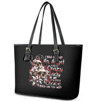 Blood Skull Leather Tote Bag I Hold A Angel And Crazy Lady It Your Choice - Wonder Print Shop