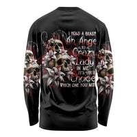 Blood Skull Long Sleeve Shirt I Hold A Angel And Crazy Lady It Your Choice - Wonder Print Shop