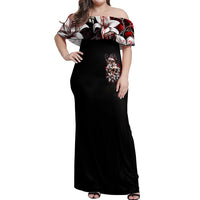 Moon Skull Off Shoulder Maxi Dress Hello Darkness My Old Friend Moon - Wonder Print Shop