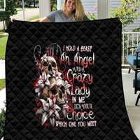 Blood Skull Quilt I Hold A Angel And Crazy Lady It Your Choice - Wonder Print Shop