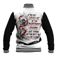 Blood Skull Baseball Jacket You Got My Back I Got Your Rest Of Your Life - Wonder Print Shop