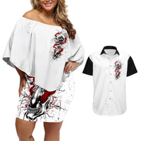 Blood Skull Couples Matching Off Shoulder Short Dress and Hawaiian Shirt You Got My Back I Got Your Rest Of Your Life - Wonder Print Shop