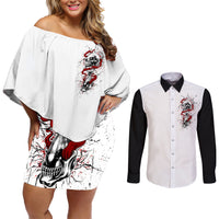 Blood Skull Couples Matching Off Shoulder Short Dress and Long Sleeve Button Shirts You Got My Back I Got Your Rest Of Your Life - Wonder Print Shop
