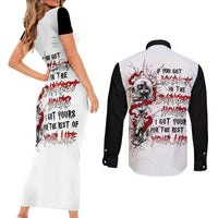 Blood Skull Couples Matching Short Sleeve Bodycon Dress and Long Sleeve Button Shirts You Got My Back I Got Your Rest Of Your Life - Wonder Print Shop