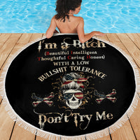 Girl Skull Beach Blanket I'm A Bitch Don't Try Me - Wonder Print Shop