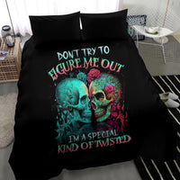 Twin Skull Bedding Set Don't Try To Figure Me Out I'm A Special - Wonder Print Shop