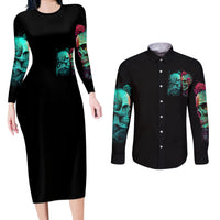 Twin Skull Couples Matching Long Sleeve Bodycon Dress and Long Sleeve Button Shirts Don't Try To Figure Me Out I'm A Special - Wonder Print Shop