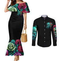 Twin Skull Couples Matching Mermaid Dress and Long Sleeve Button Shirts Don't Try To Figure Me Out I'm A Special DT01