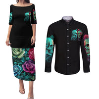 Twin Skull Couples Matching Puletasi Dress and Long Sleeve Button Shirts Don't Try To Figure Me Out I'm A Special - Wonder Print Shop