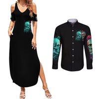 Twin Skull Couples Matching Summer Maxi Dress and Long Sleeve Button Shirts Don't Try To Figure Me Out I'm A Special - Wonder Print Shop