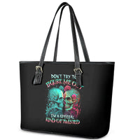 Twin Skull Leather Tote Bag Don't Try To Figure Me Out I'm A Special - Wonder Print Shop