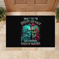 Twin Skull Rubber Doormat Don't Try To Figure Me Out I'm A Special - Wonder Print Shop