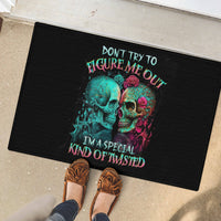 Twin Skull Rubber Doormat Don't Try To Figure Me Out I'm A Special - Wonder Print Shop