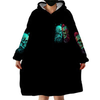 Satan Skull Wearable Blanket Hoodie I Never Alone My Demon With Me 24/7 - Wonder Print Shop