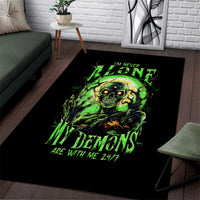 Zombie Skull Area Rug I Never Alone My Demon With Me 24/7 - Wonder Print Shop