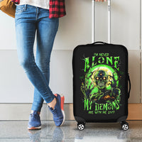Zombie Skull Luggage Cover I Never Alone My Demon With Me 24/7 - Wonder Print Shop