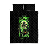 Zombie Skull Quilt Bed Set I Never Alone My Demon With Me 24/7 - Wonder Print Shop
