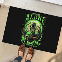 Zombie Skull Rubber Doormat I Never Alone My Demon With Me 24/7 - Wonder Print Shop