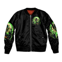 Skull Pumpkin Sleeve Zip Bomber Jacket I Have Three Side Quite Funny And Side You Never Want - Wonder Print Shop