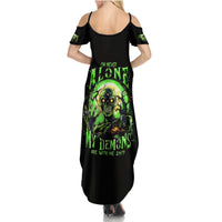 Skull Pumpkin Summer Maxi Dress I Have Three Side Quite Funny And Side You Never Want - Wonder Print Shop