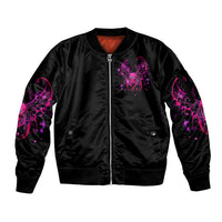 Skull Reaper Sleeve Zip Bomber Jacket I Can't Go To Hell Devil Restrainning Order Against Me - Wonder Print Shop