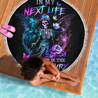 Dia De Los Muertos Skull Beach Blanket My Next Life I Want To Be Karma Fairy - Wonder Print Shop