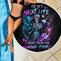 Dia De Los Muertos Skull Beach Blanket My Next Life I Want To Be Karma Fairy - Wonder Print Shop