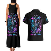 Dia De Los Muertos Skull Couples Matching Tank Maxi Dress and Hawaiian Shirt My Next Life I Want To Be Karma Fairy - Wonder Print Shop