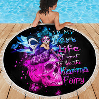Tiny Fairy Skull Beach Blanket My Next Life I Want To Be Karma Fairy - Wonder Print Shop