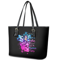 Tiny Fairy Skull Leather Tote Bag My Next Life I Want To Be Karma Fairy - Wonder Print Shop