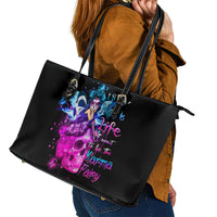 Tiny Fairy Skull Leather Tote Bag My Next Life I Want To Be Karma Fairy - Wonder Print Shop