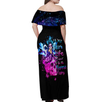 Thunder Skull Off Shoulder Maxi Dress I Can't Go To Hell Devil Restrainning Order Against Me - Wonder Print Shop