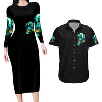 Witch Skull Couples Matching Long Sleeve Bodycon Dress and Hawaiian Shirt Into Darkness To Lose Our Mind And Find Our Souls - Wonder Print Shop