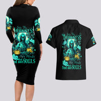 Witch Skull Couples Matching Long Sleeve Bodycon Dress and Hawaiian Shirt Into Darkness To Lose Our Mind And Find Our Souls - Wonder Print Shop