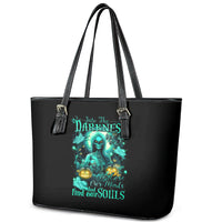 Witch Skull Leather Tote Bag Into Darkness To Lose Our Mind And Find Our Souls - Wonder Print Shop
