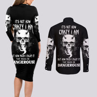 Devil Skull Couples Matching Long Sleeve Bodycon Dress and Long Sleeve Button Shirts It's Not How Crazy Iam But Enjoy It Make Me Dangerous - Wonder Print Shop