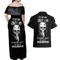Devil Skull Couples Matching Off Shoulder Maxi Dress and Hawaiian Shirt It's Not How Crazy Iam But Enjoy It Make Me Dangerous - Wonder Print Shop