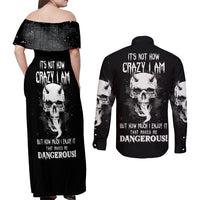 Devil Skull Couples Matching Off Shoulder Maxi Dress and Long Sleeve Button Shirts It's Not How Crazy Iam But Enjoy It Make Me Dangerous - Wonder Print Shop