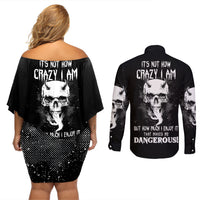 Devil Skull Couples Matching Off Shoulder Short Dress and Long Sleeve Button Shirts It's Not How Crazy Iam But Enjoy It Make Me Dangerous - Wonder Print Shop