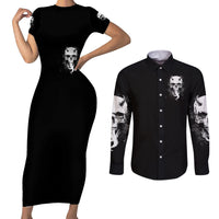 Devil Skull Couples Matching Short Sleeve Bodycon Dress and Long Sleeve Button Shirts It's Not How Crazy Iam But Enjoy It Make Me Dangerous - Wonder Print Shop