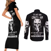 Devil Skull Couples Matching Short Sleeve Bodycon Dress and Long Sleeve Button Shirts It's Not How Crazy Iam But Enjoy It Make Me Dangerous - Wonder Print Shop
