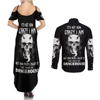 Devil Skull Couples Matching Summer Maxi Dress and Long Sleeve Button Shirts It's Not How Crazy Iam But Enjoy It Make Me Dangerous - Wonder Print Shop