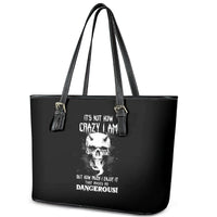 Devil Skull Leather Tote Bag It's Not How Crazy Iam But Enjoy It Make Me Dangerous - Wonder Print Shop