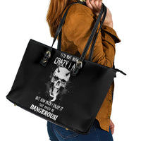 Devil Skull Leather Tote Bag It's Not How Crazy Iam But Enjoy It Make Me Dangerous - Wonder Print Shop