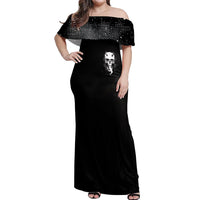 Thunder Skull Off Shoulder Maxi Dress My Demon Hide Inside My Head - Wonder Print Shop
