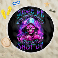 Fire Skull Beach Blanket Judge Me When You're Perfect Otherwise Shut Up - Wonder Print Shop