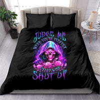 Fire Skull Bedding Set Judge Me When You're Perfect Otherwise Shut Up - Wonder Print Shop